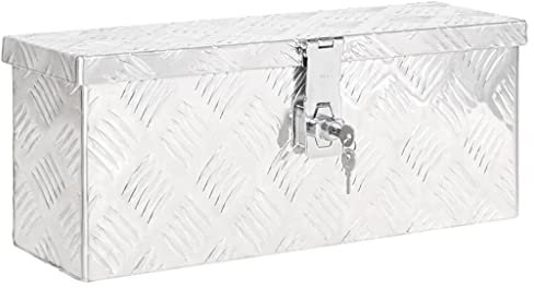Boîte à Outils Boite de Rangement Transport Box Truckbox Aluminium, Truck Box Pour Remorque, Boîte en Alu Caisse de Transport Caisse de Rangement, Argenté 50x15x20,5 cm