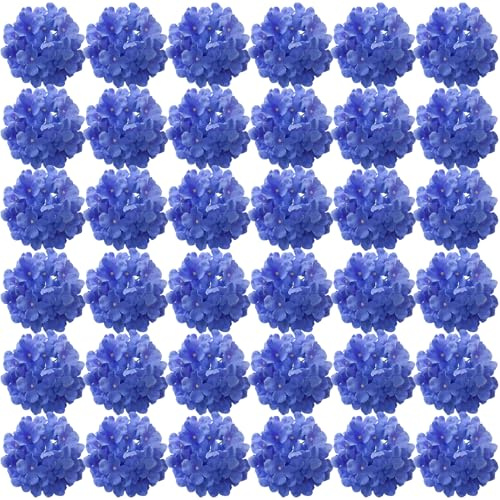 FagusHome 35 Pièces Têtes Fleur d'hydrangea 18CM Artificielle Fleur Artificielle avec Tiges Fausses Fleurs d'hortensia Bouquets pour Décoration (Bleu Lumineux)