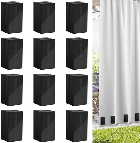 FALHBBA 24 Pcs Outdoor Curtain Weights, Plastic Wrapped Waterproof Curtain Weights Outdoor Magnetic Weights Bottom Square Magnets Weight for Curtains for Heavy Wind,Patio,Mosquito,Cabana,Gazebo,Flags