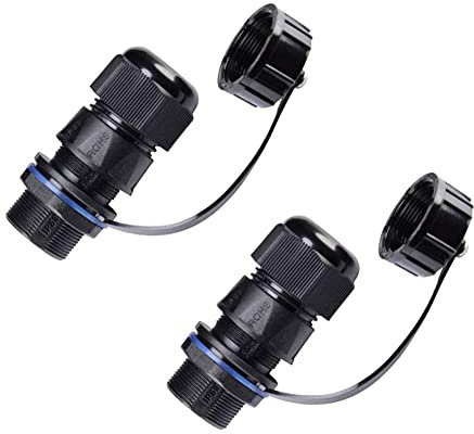 PENGLIN 2PCS Panel Mount RJ45 Waterproof Connector Cat5/5e/6 Coupler Ethernet LAN Cable Adapter with Waterproof/Dust Cap Cover for Outdoor Network