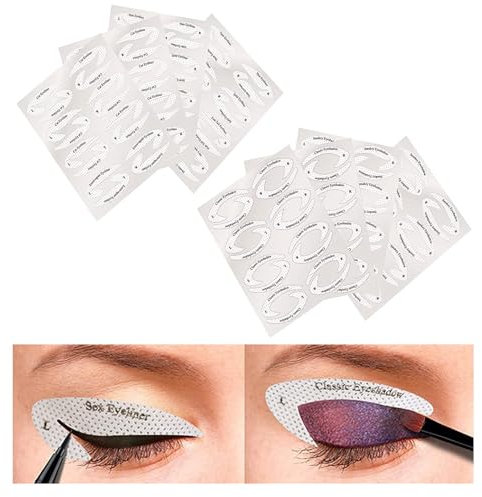 64Pcs Eyeliner Eyeshadow Stencil Stickers,Wing Cat Eyeliner Stencils Tool Template Sticker Cards Smokey Eyes Winged Quick Cat Eyelash Eye Line Stencil Multifunctional Makeup Tool for Beginners