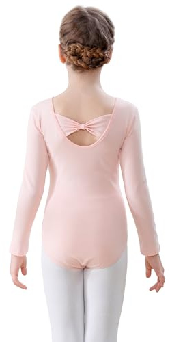 FONLAM Justaucorps Gymnastique Fille Justaucorps Ballet Danse Manches Longues Vêtements Ballet Fille Coton (Rose, 12-14 Ans)