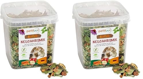 petifool Neujahrsmix 410g - Ergänzungsfutter für Nager - natürliches Nagerfutter für Kaninchen, Meerschweinchen, Hamster, Chinchilla & mehr - ohne künstliche Zusätze - 100% Natur - artgerechtes Futter