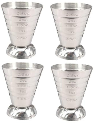 Cabilock Lot De 4 Gobelets Gradués En Acier Inoxydable Avec Bec Ergonomique Réutilisables Pour Bar/restaurant