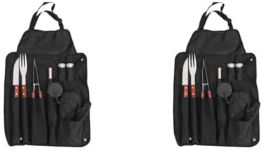SUPVOX Herramientas Inoxidable para Barbacoa Utensilios De Parrilla Delantal y Guantes Kit De Asar Al Aire