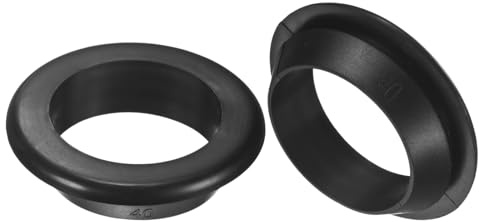 M METERXITY 2-Pack Cable Railing Rubber Grommets, 40mm Drill Hole 35mm ID Eyelet Ring Gasket for Wiring, Wire Cable, Automotive, Metal Cable Railing Post, Car Grommet [Black]