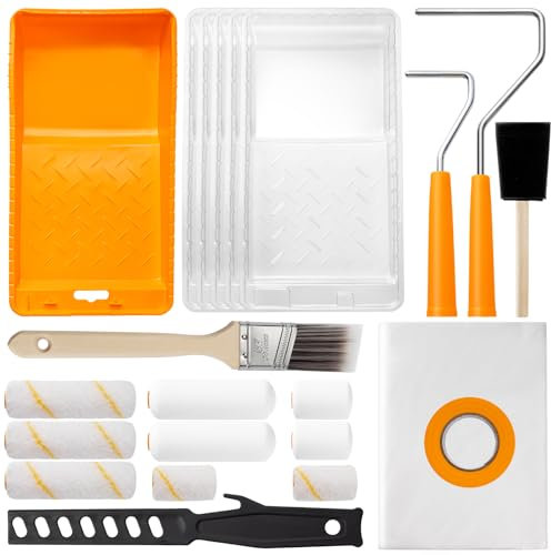 Mister Rui 4 Paint Roller Set and 2 Small Paint Rollers for Painting, Used with All Paints and Finishes