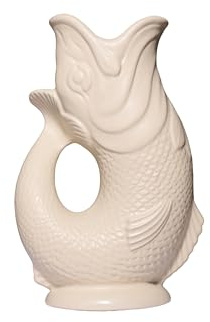 The Original Gluggle Jug - Matt Sand Glug Jug in L, 22cm 0.6L - Gug Glug Fish Shaped Jug - Decorative Glugging Water, Cocktail, Wine & Gin Pitcher, Decanter or Vase - Hand Made in Britain