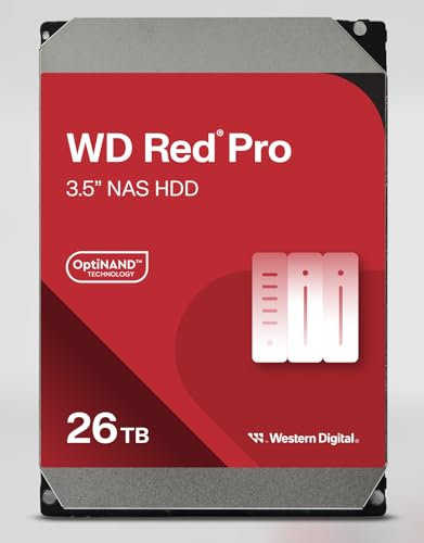 WD Red Pro 26TB NAS 3.5 Internal Hard Drive - 7200 RPM, SATA 6 Gb/s, CMR, 512MB Cache