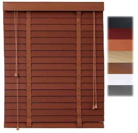 Jalousien Verdunkelung 50mm Lamellen Holzjalousie for Fenster Verdunkelungs/Privatsphäre 80cm 90cm 100cm Horizontal Venezianische Jalousie for Schlafzimmer, Terrasse, Büro(Rötlich Braun)