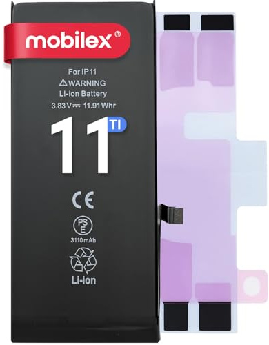 MOBILEX® Batteria per iPhone 11 | 3110mAh - OEM | Ricambio interno con adesivo | Chip TI | Capacità originale