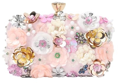 LHHMZ Bolso de mano de flores para mujer, Bolsos de flores hechos a mano, Novia Fiesta de boda Bolsos de embrague