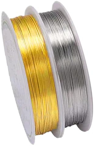 LACHT 2 Rotoli Filo Di Rame 0.2mm,Facile Da Tagliare per Bigiotteria, Uncinetto Metallico, Ferro Modellabile,filo di rame,filo metallico per uncinetto