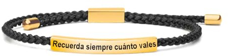 Bramart Pulsera Mujer Motivacional Personalizada Acero Inoxidable Pulido de Máxima Calidad Cuerda Trenzada Grabado Recuerda siempre cuánto vales para Ella – Estuche Incluido
