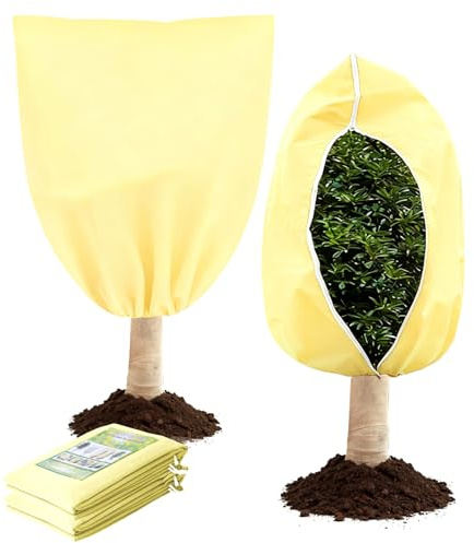 1 Stück Winterschutz für Pflanzen, 200 X 240 Cm Winterschutz Pflanzen Außen | mit Reißverschluss und Kordelzug, Wiederverwendbarer Abdeckung für pflanzen, Baum Palmen Balkonpflanzen Haube, Beige