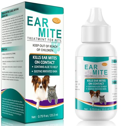 Jadeseal 22ml Solución Limpiadora para Ácaros del Oído para Perros y Gatos – Alivia el Picor, Elimina los Ácaros & Limpia los Oídos – Limpia y Calma Orejas Irritadas – contra los Malos Olores