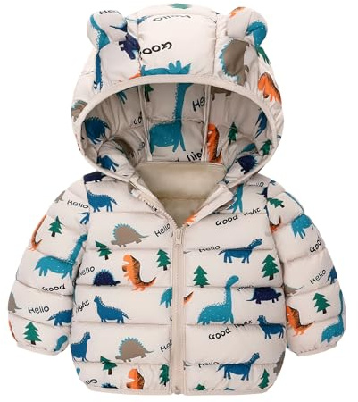 Happy Cherry Bambina Bambino Inverno Autunno Giacca Manica Lunga Cappotto Piumino con Cappuccio Carino Neonato Giubbotto Trapuntato Caldo Comodo Grigio 6-12 Mesi