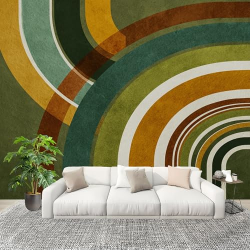 Dormitorio Papel Pintado PatróN De ArcoíRis Abstracto Pared Panorámico 400x280 cm Verde Fotomurales No Tejido, Póster Gigante de Pared Personalizado 3D Para Salón Fotomurales