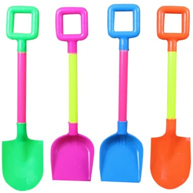 FRCOLOR 4 pièces Pelles à Sable Plastique pour Garçon Fille Jouets de Plage Durables avec Double Pelles Accessoires de Jeu pour Bac à Sable et Plage Couleurs Aléatoires Couleur Aléatoire