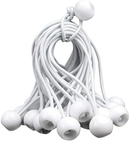 Confezione da 50 Corde Elastiche con Sfera, 15 cm Tenditori Elastica per Teloni con Pallina, Cordini Elastici per Tenda, Gazebo, Striscioni, Camping, Bandiere