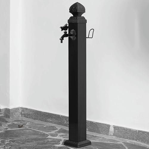 Fuente de agua para exteriores con grifo y gancho, columna de jardín anticongelante para riego decorativo y riego