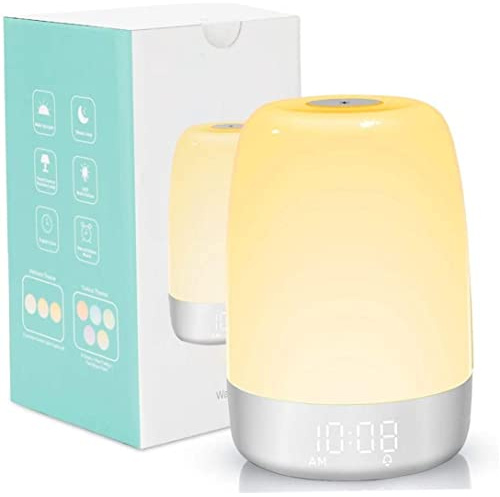 Simulazione dell'alba Sveglia luminosa, Simulazione dell'alba Sveglia LED Touch Luce notturna Colorata Comodino per dormire con cavo USB per bambini Adulti che dormono pesantemente