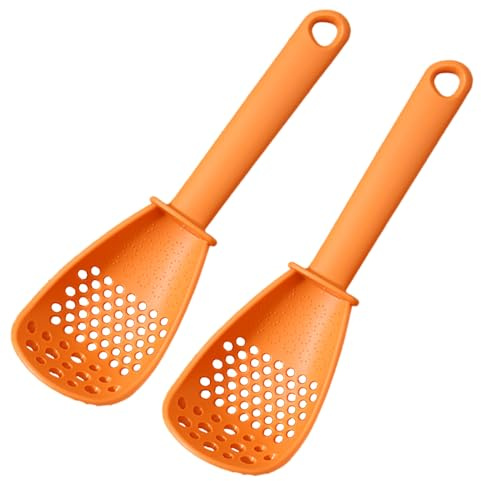 Cucchiaio da cucina multifunzionale, set di 2 utensili da cucina, schiumarola, separatore per uova, schiacciapatate, cucchiaio scanalato resistente al calore per uso alimentare, per casa, sala da