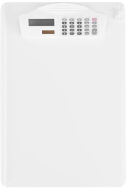 Gadpiparty Cartella Portadocumenti A4 con Calcolatrice Integrata, Portablocco Multiuso in Plastica Bianca con Righello, Porta Appunti per Ufficio e Ristoranti, Lavagna per Scrivere e