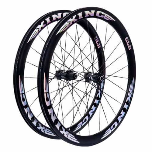 Scheibenbremse Laufradsatz 700C Rennrad Vorder- Und Hinterräder 50mm Doppelwandige Aluminiumlegierungsfelge, 100/135mm Schnellspanner, 7-11Gang-Kassette, 24/24 Löcher, Presta-Ventile