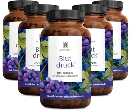 NATURTREU® Blutdruck - OPC Traubenkernextrakt hochdosiert 900mg Extrakt