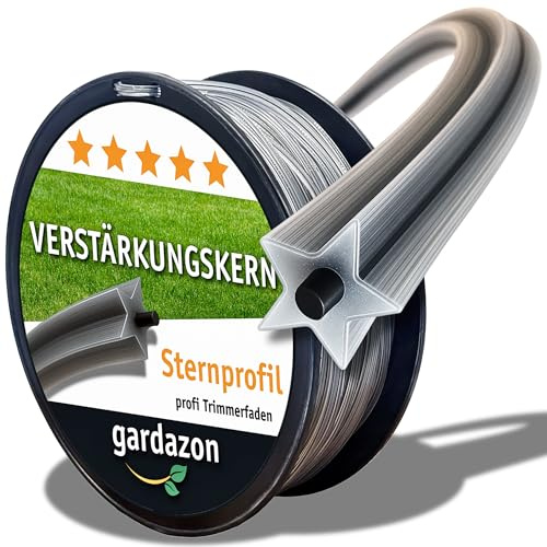 Gardazon Trimmerfaden mit Verstärkung - 2,4mm x 100m Vorsicht - extrem scharf - (Sternprofil) Freischneider Faden Universell - Mähfaden für Motorsense - Ersatzfaden für Rasentrimmer - Nylonfaden