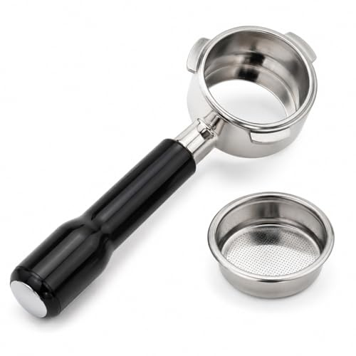 58mm Bottomless Portafilter 3 Ears Compatible with Calphalon Temp IQ, Barsetto BAE01/BAE02 and KitchenAid KES6403 Espresso Machines, 3-Lug Naked Espresso Handle with Stainless Steel Filter Basket