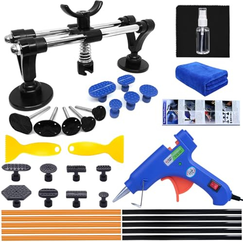 Manelord Extractor de Abolladuras Coche - Kit de Herramientas de Desabollado sin Pintura con Extractor de Abolladuras de Puente de Doble Polo para la Eliminación de Abolladuras de Automóviles