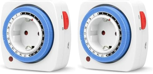 Garza - Mini presa analogica con timer per interni, programmatore 24 ore con intervalli di 15 minuti, risparmio energetico, protezione bambini, design compatto, potenza massima 3680 W