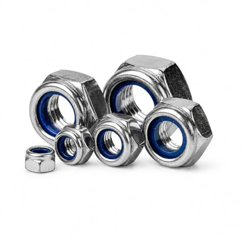 Nuts About Bolts M8 Nyloc Nuts A2 Stainless Steel DIN 985 | 13mm AF | 8mm Metric Thread | Nylon Insert Lock Nut | Pack of 20