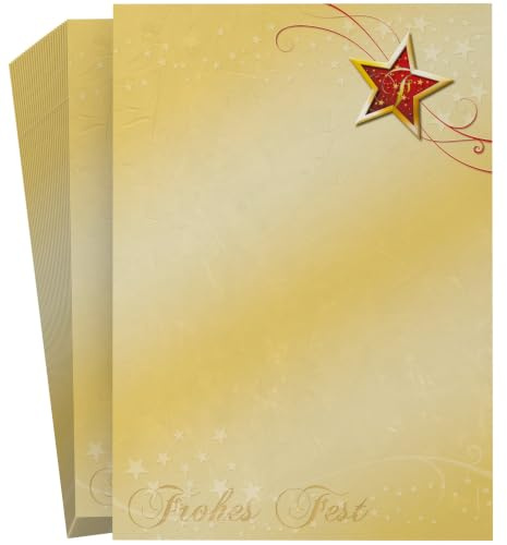 Weihnachtsbriefpapier A4 Frohes Fest | Weihnachtspapier 50 Blatt