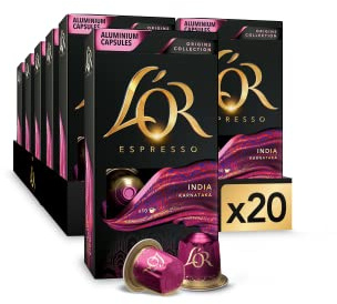 L'OR Espresso Cápsulas de Café India Orígenes | Intensidad 10 | 200 Cápsulas Compatibles Nespresso (R) | Intensidad 10, Compatible con máquinas Nespresso