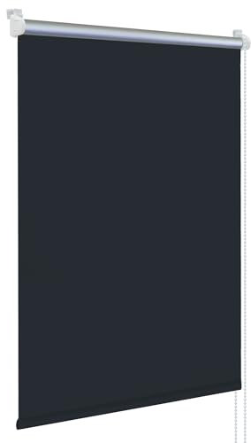 Rapid Teck Klemm Verdunklungsrollo ohne Bohren – 85cm x 150cm Schwarz/Thermo Rollos für Fenster ohne Bohren - Fensterrollo innen ohne Bohren - Thermorollo ohne Bohren inkl. Zubehör