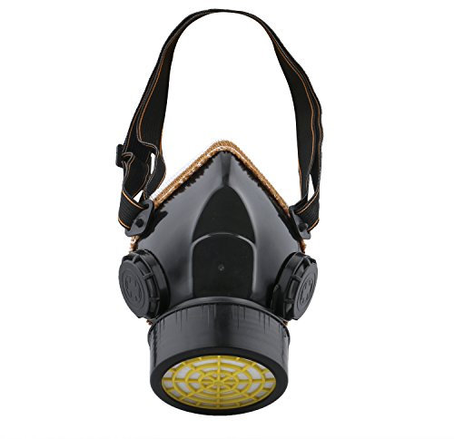 Ewolee Maschera di Protezione respiratoria a cartuccia doppia e singola, Maschera di Protezione per Vernice, elementi chimici, Gas industriale e tossico, polvere, inquinamento, Blu e Nero