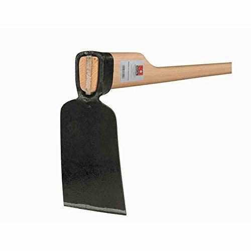 IDEAL-Rheinische Hacke 185 mm | Breite Oben 85 mm, unten 110 mm | Gewicht 1,60 kg | Mit Eschenstiel 135 cm | Gerade Schneide | Handgeschmiedet, spezialgehärtet, selbstschärfend | für Harte Böden