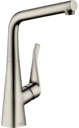hansgrohe Metris Einhebel-Küchenarmatur, Komfort-Höhe 320mm mit Schwenkauslauf, Edelstahl Finish