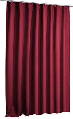 Verdunkelungsvorhang Blackout Vorhang extra breit Kräuselband Blickdicht ca. 270x245 cm Gardine #1347 (Beere dunkel)