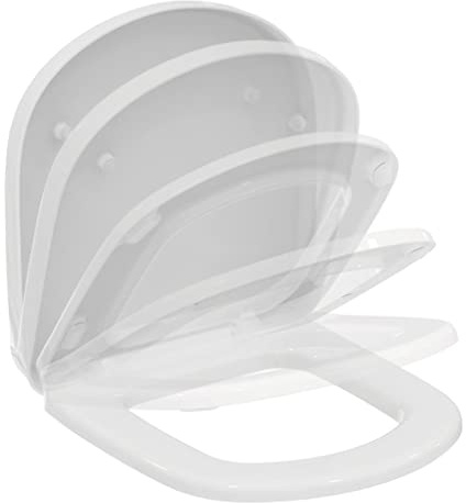 Ideal Standard Tempo WC-Sitz mit Softclose, Wrapover – Weiß (Alpin) | Abnehmbarer WC-Sitz mit Absenkautomatik (Softclose) und robusten Edelstahl-Scharniere, T679901