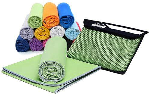 gipfelsport Mikrofaser Handtuch Set - für Sauna, Fitness, Sport I Strandtuch, Sporthandtuch I Grün XL: 180x80