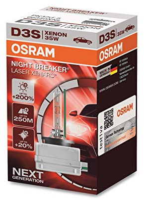 OSRAM XENARC NIGHT BREAKER LASER D3S, +200% di luce, bulbo HID allo xeno, lampada a scarica, 66340XNL, astuccio (1 lampada)
