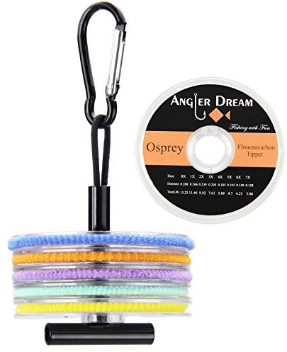 AnglerDream Fliegenschnur, Fluorocarbon, 2, 3, 4, 5, 6 x Fliegenfischen, Tippet-Schnur mit Spitzenhalter, 50 m