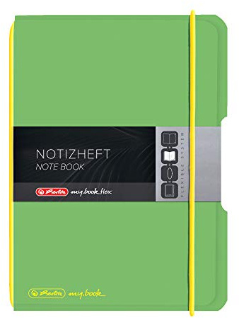 Herlitz 11361581 Notizheft flex A6, 40 Blatt kariert, 5 Stück, hellgrün