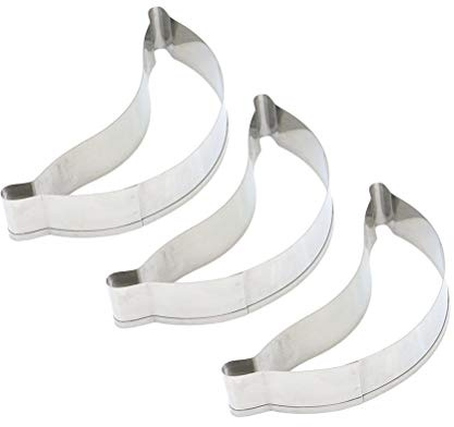 Stampi Biscotti Banana in Acciaio Inox 3 Pezzi per Dolci | Argento, Anti-ruggine e Antiaderente, Facile Sformatura, Uso DIY Domestico