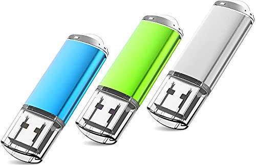 Vansuny 3 Pack USB Sticks 64GB USB 2.0 Flash Drive Thumb Drive with LED Indicator for PC, Laptop, Printer, TV, Car (Blue, Green and White)