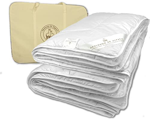 Abolengo de Alpaca Alpaka Bettdecke 4 Jahreszeiten, Premium Line, Füllung aus 100% Baby Alpaka (200x200cm) 2 Decken zum zusammenknüpfen 1x Sommer und 1x Gzj, Bezugsstoff: 200er Baumwollbatist